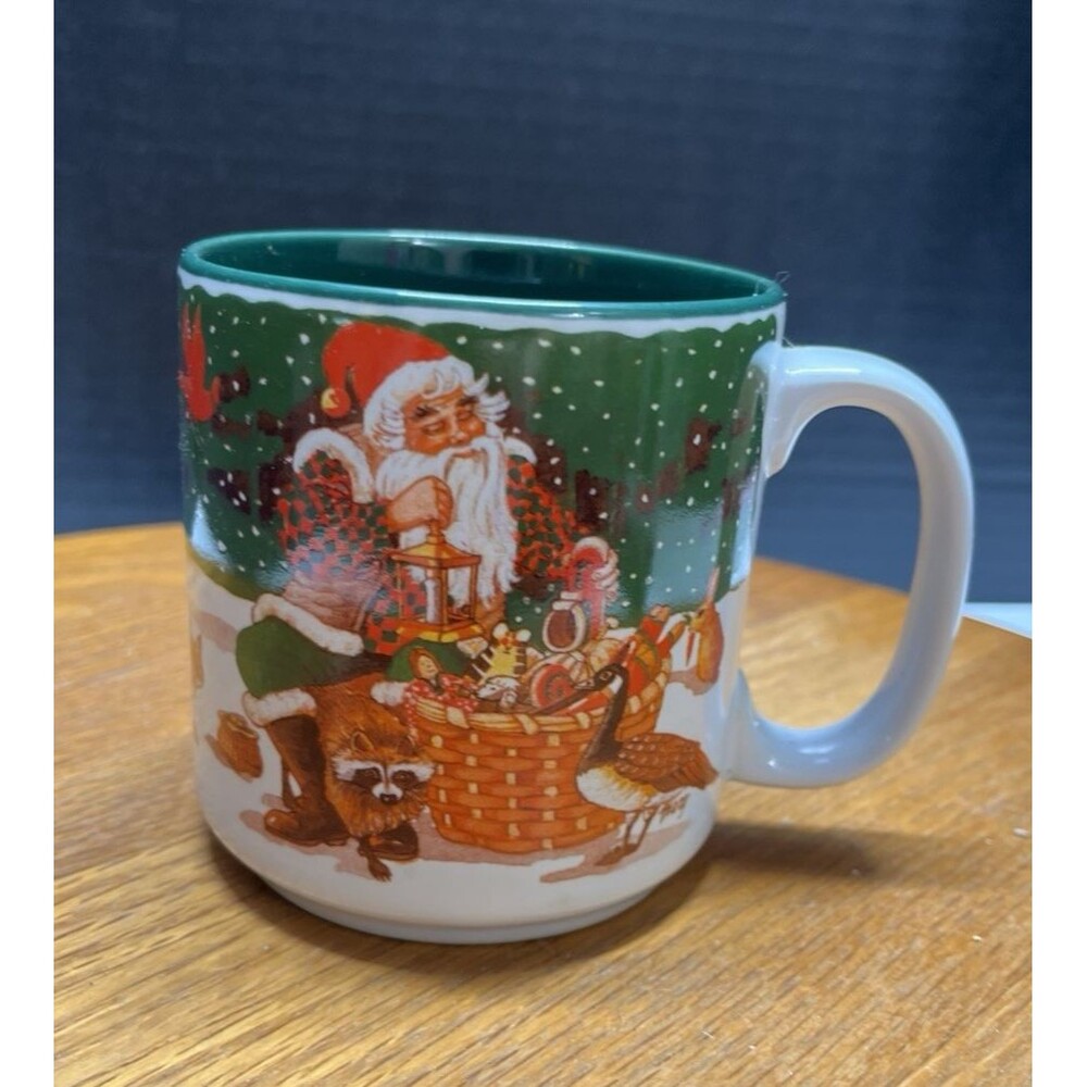Vtg Northwoods C'mas Santa Mug Coffee Cup 1998 Jeanne Beury Potpourri Designs